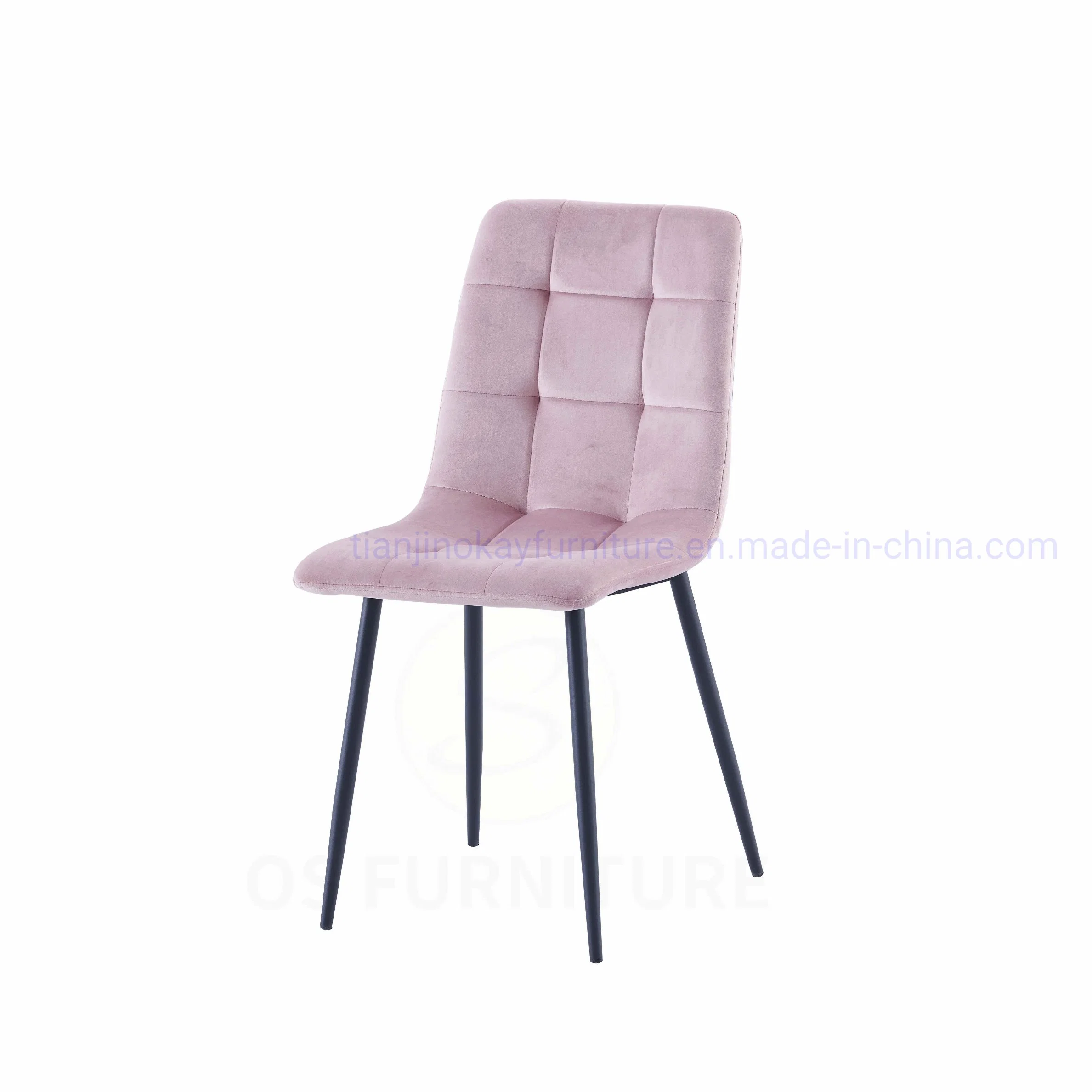 Modern Velvet Hotel Dining Chair Stoff Oberfläche Metall Beine Wohnen Esszimmerstuhl