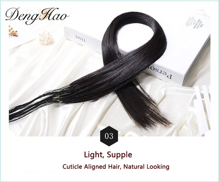 Natural Long Easy Pull Knot Thread Hair Extension Brazilian Human Virgin Hair Grade