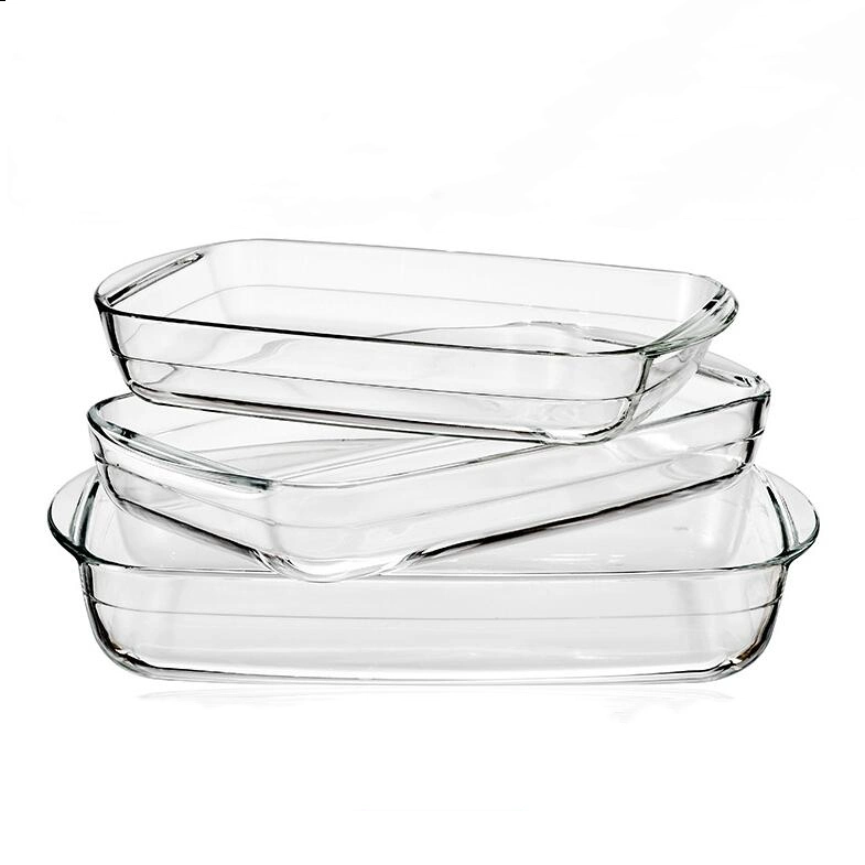 Microwaveable Oven Safe Grilled Fish Barbecue Grilled Pizza Tray Bakineg Pan Glass Cookware Bakeware