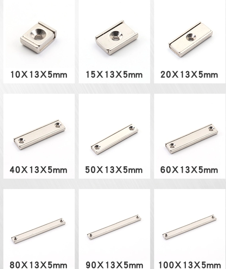 Industrial Rectangular Pot Channel Neodymium Magnet with Countersunk Hole N Block Magnet