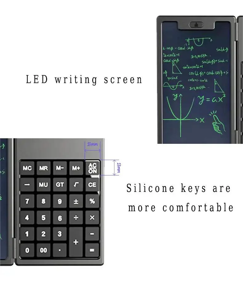 Nouveaux outils d'apprentissage de conception Mini Calculatrice 12 chiffres Bloc-notes pliable Calculatrice