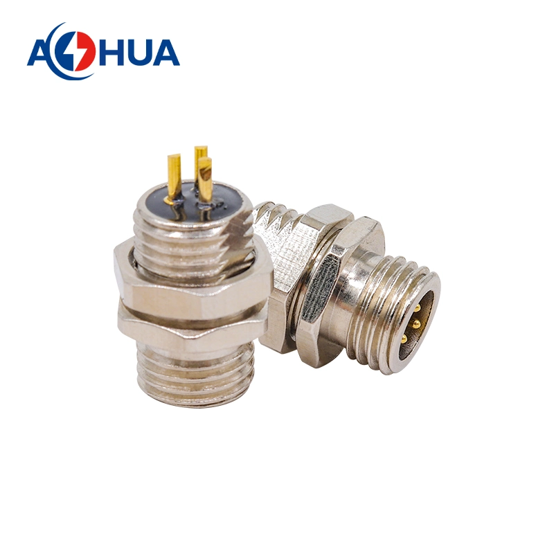 Male Straight Solder Cable Back Mount M8-01 Series Connector 2 3 4 Pin Connector Panel Mounted