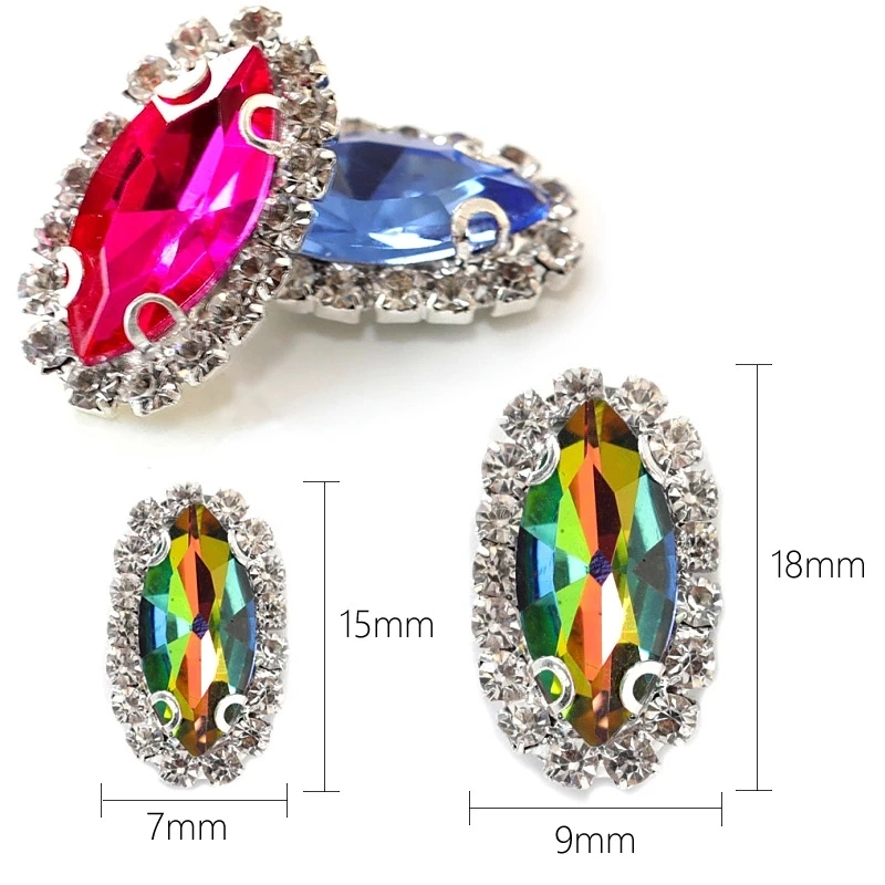 Flatback Rhinestones Leaf Sew on Claw Rhinestone Horse Eye with Lace Sewing on Stone for Garments Accessories