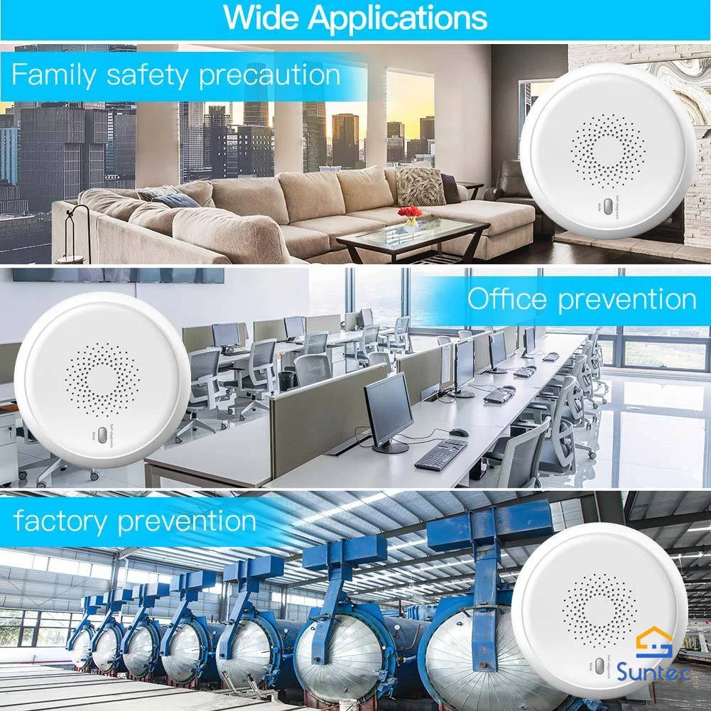 Smart Zigbee Smoke Detector Sensor Wide Application Remote Control