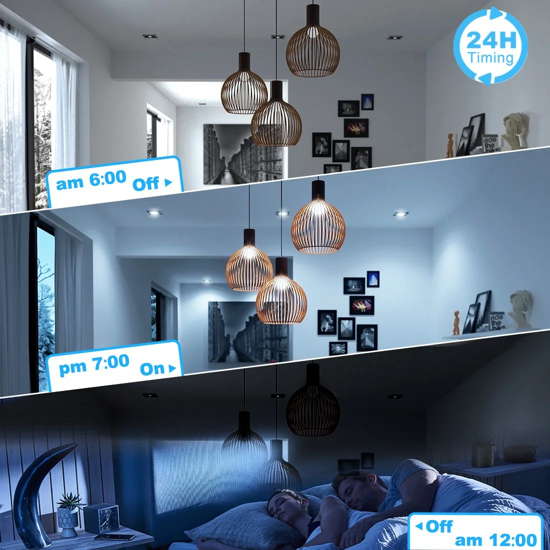 مصباح LED بتقنية WiFi Tuya Smart Life Dimming مع إضاءة خلفية بتقنية Bluetooth 7 واط، 9 واط، 15 واط، RGB تغيير ضوء التبريد الدافئ يعمل مع Alexa Google Home