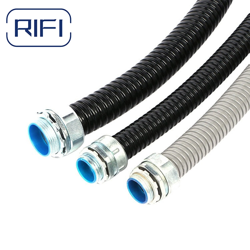 Black and Grey 1/2 to 4 Inch Electrical Galvanized Steel PVC Flexible Conduit and Fittings