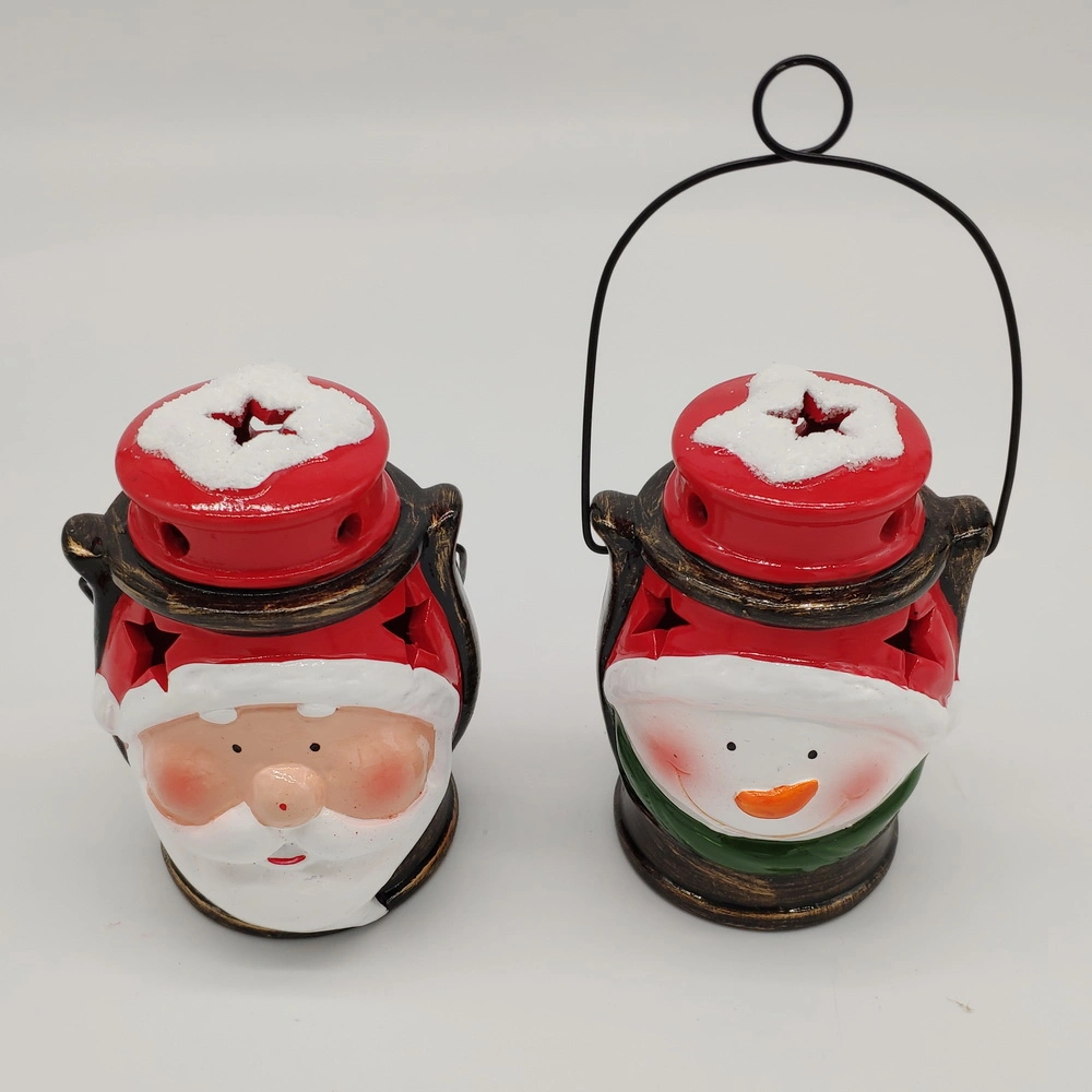 Hand-Painted Ceramic Santa /Snowman Organent Porcelain Christmas Tealight Holders