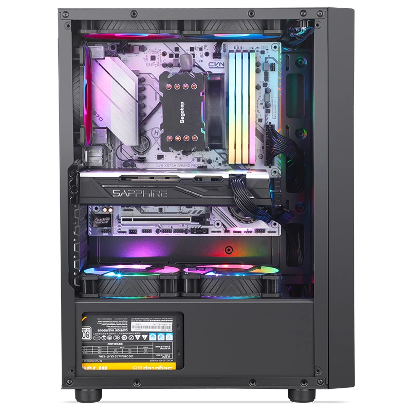 Steel Plate Strong Tempered Glass Panel RGB Light Desktop PC Computer Case