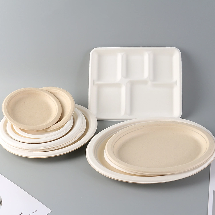 Degradable Compostable Disposable Eco Friendly Sugarcane Bagasse Plates Dinner Set