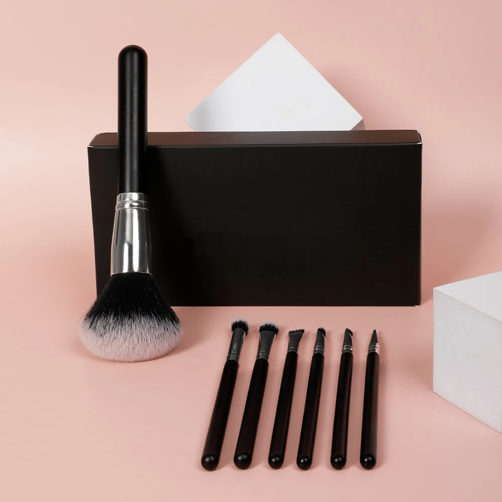 10PCS Essential Make up Tools Black Wood Handle Synthetic Hair Brush Set for Makeup Artist