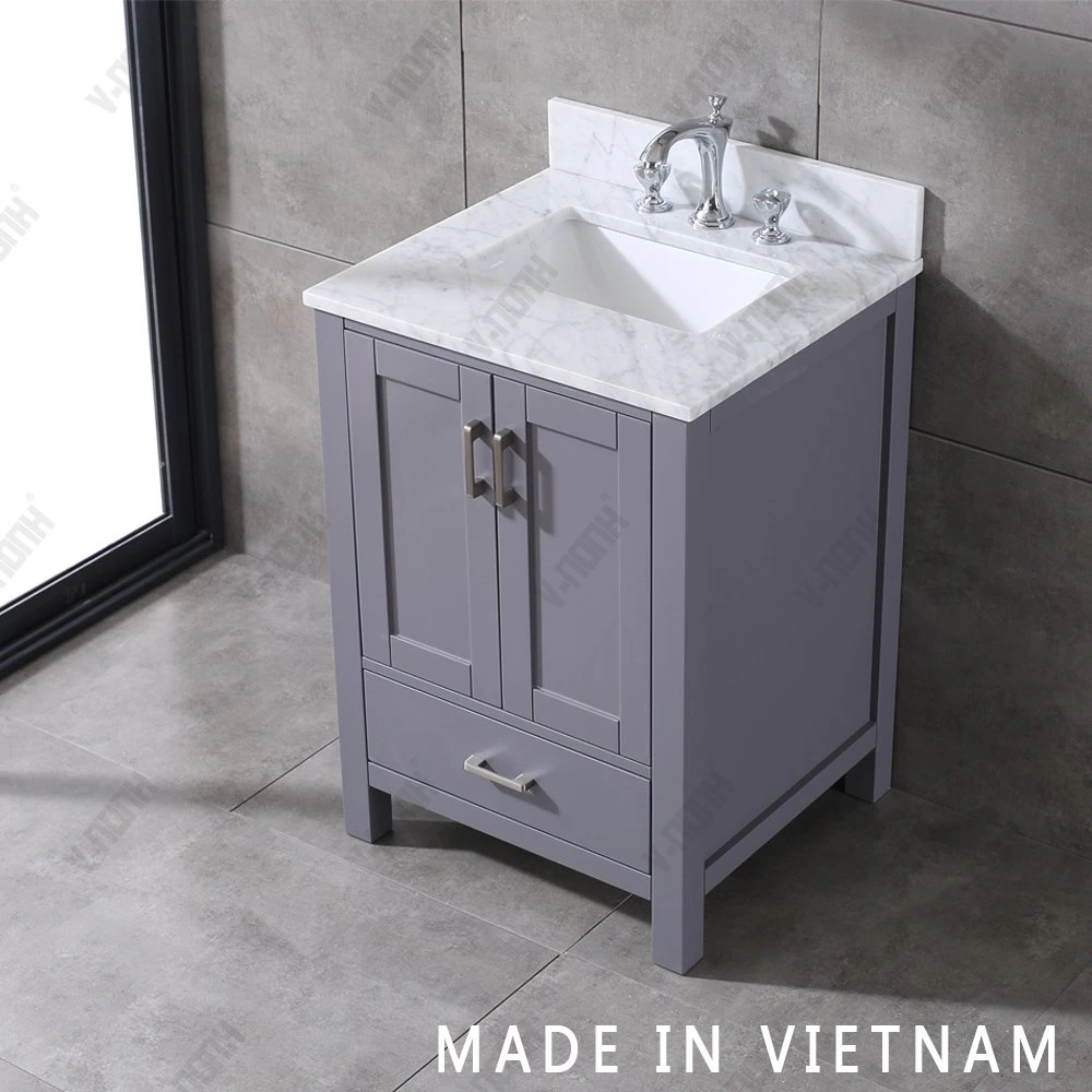 Best Seller Grey Finish Solid Wood Accessories Bathroom Vanity Cabinet