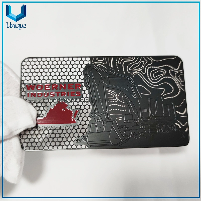 Custom High quality/High cost performance Metal Card, Fashion Unique Design Metal Business Card, Hollowout/Cutout Black Visiting Card