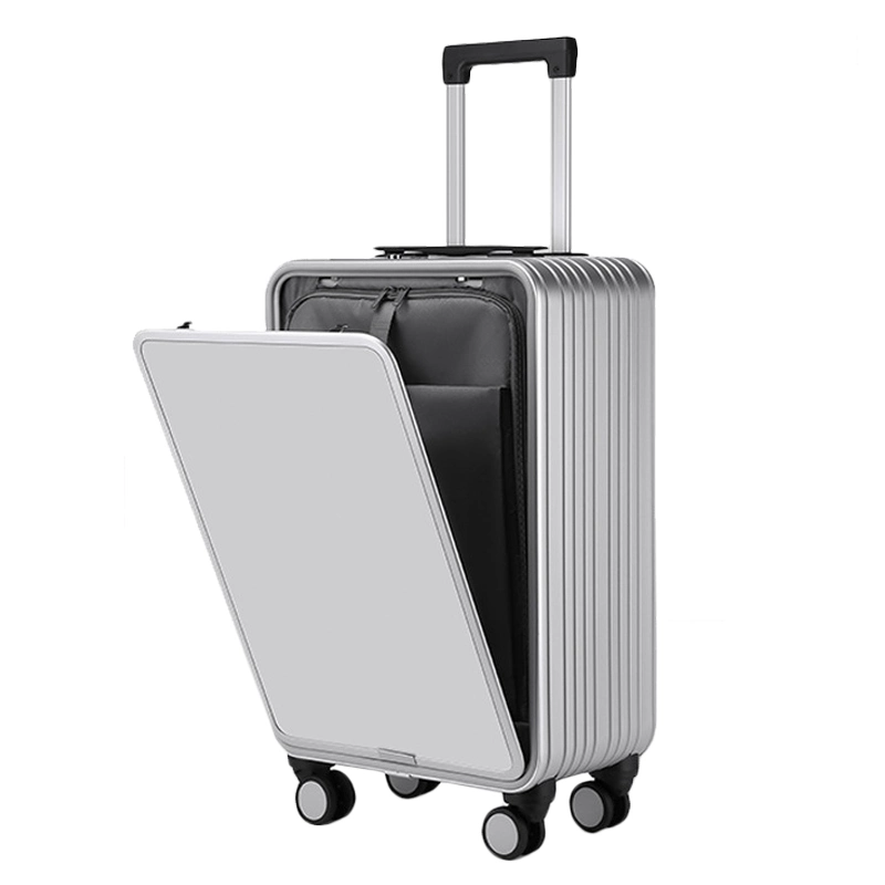 Valise de voyage en alliage d'aluminium à bagages sur roulettes de haute qualité avec poche avant