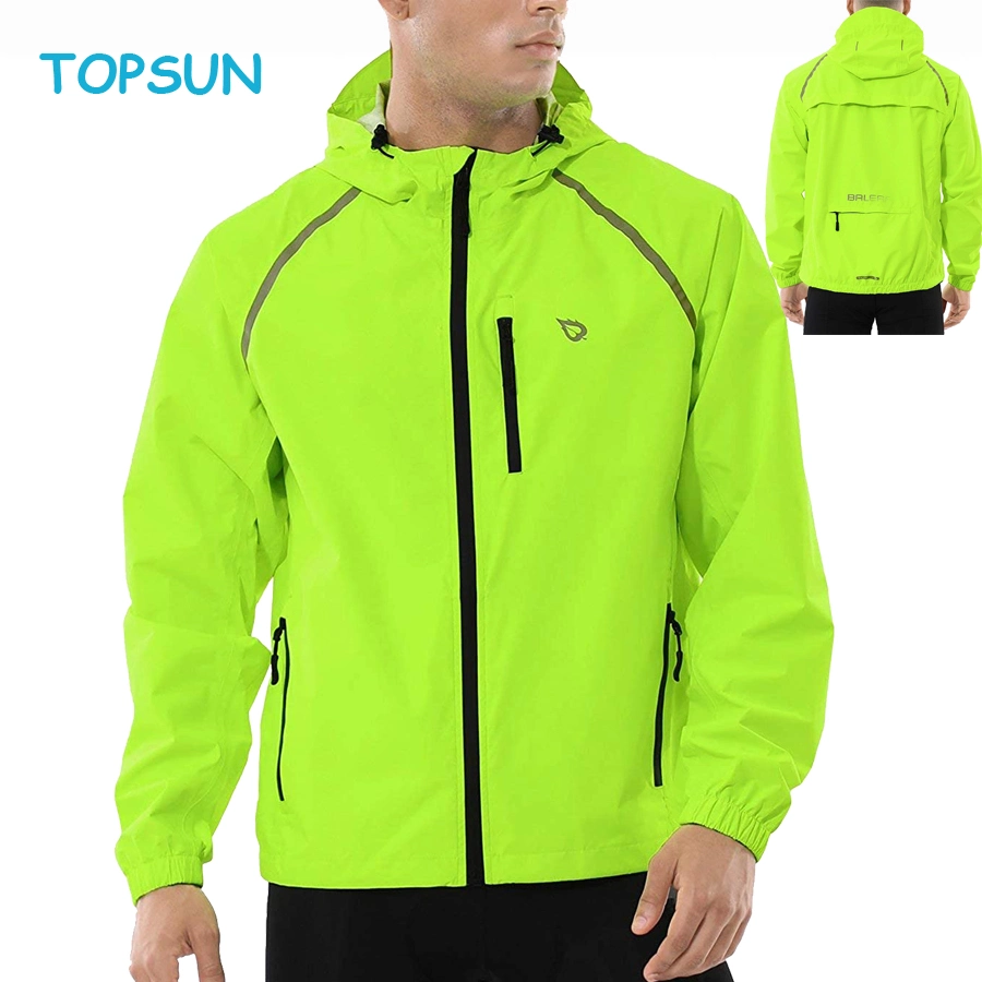 Chaqueta de ciclismo y running para hombres, impermeable, cortavientos, reflectante, ligera, a prueba de viento, para deportes al aire libre en bicicleta