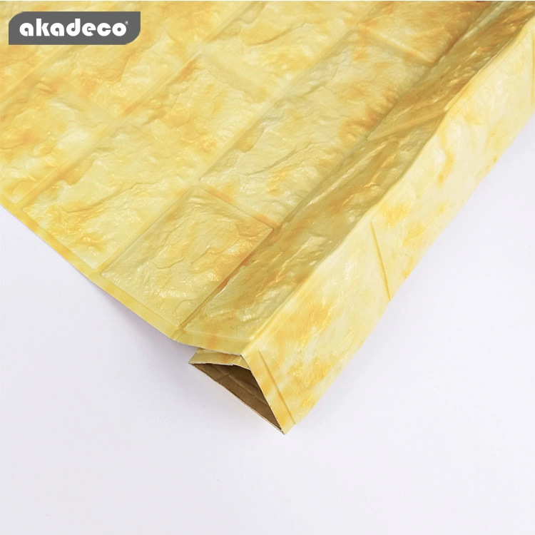 Akadeco Factory Direct Selling Yellow Brick Industrial Wind Simple Self Adhesive Easy to Erase Anti-Fouling Bedroom Simulation 5mm Decorative Wall Paper