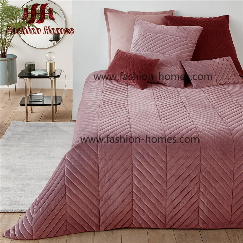 6pieces Herringbone Shape Stitching Dutch Velvet Bedspread and Quilt