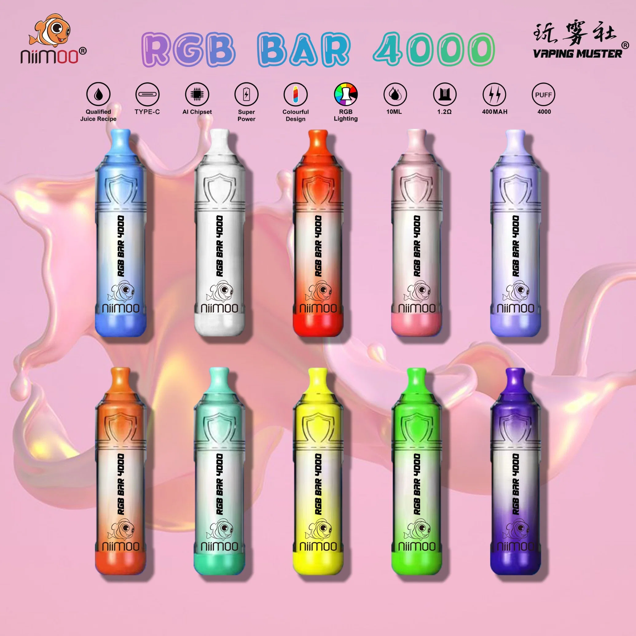 Niimoo Original Vape Factory RGB Bar 4000 Wholesale/Supplier I Disposable/Chargeable Vape Popular Vaporizer Ecigs