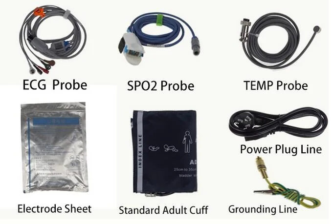 China Multi-Parameter Patient Monitor with ECG Hr Pr SpO2 NIBP Resp Temp