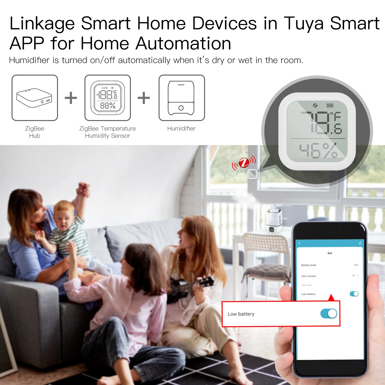 Tuya Smart ZigBee Temperatur- und Feuchtigkeitssensor mit digitalem LCD Anzeigen