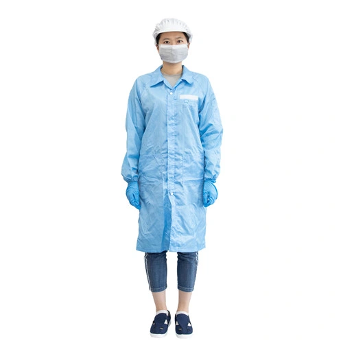 5mm Stripe Reusable Lab Workshop Protective Working Clothing Clean Room ESD 3/4 Smock Anti Static Gown