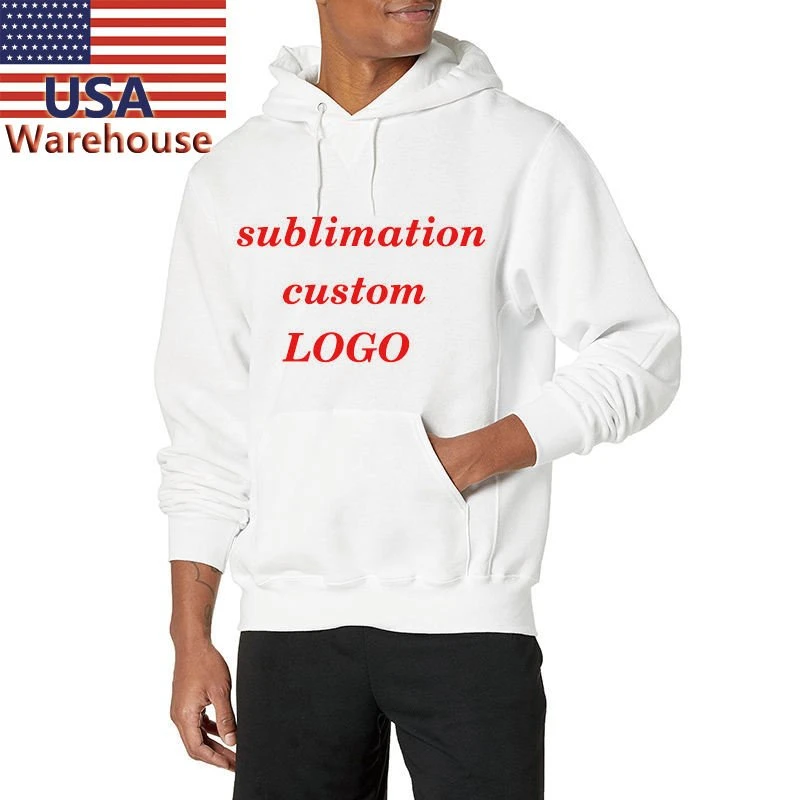 Hombre Mujer Unisex fabricante en blanco 100% poliéster para sublimación impresión personalizada de logotipo de la Hoodie Puff cremallera completa hasta Crewneck Sweatshirt