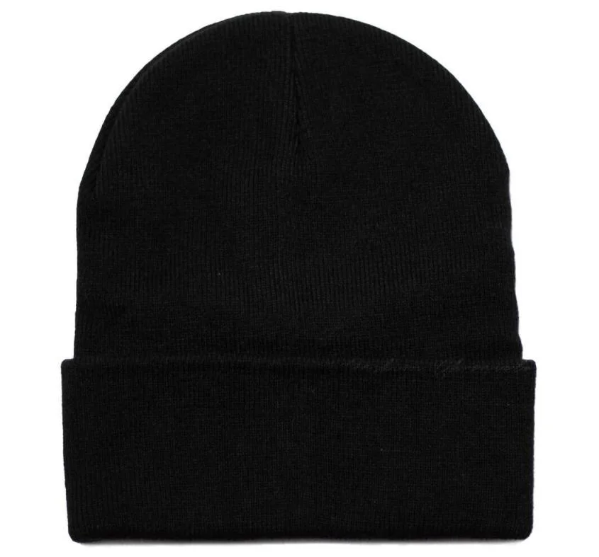 Beanie Hat Compton Embroidery Black Ribbed Knit Winter Ski Cap Warm Solid Men