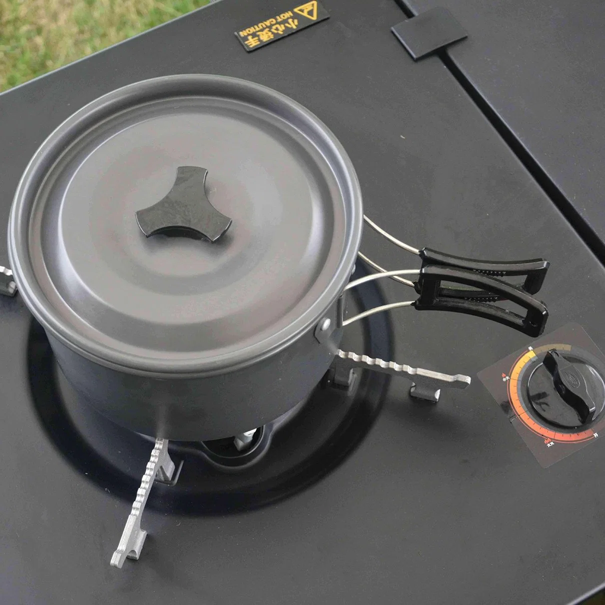 Eat Camp Outdoor Camping Kitchen Box with BBQ Stove Iron Grill Tables