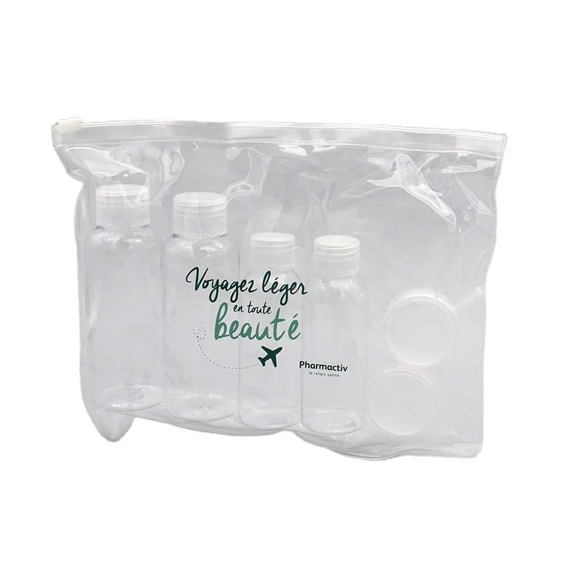 Wholesale Custom 6 Pack Portable Plastic Pet Cosmetic Cream Jar Lotion Spray Travel Bottle Set with Bag