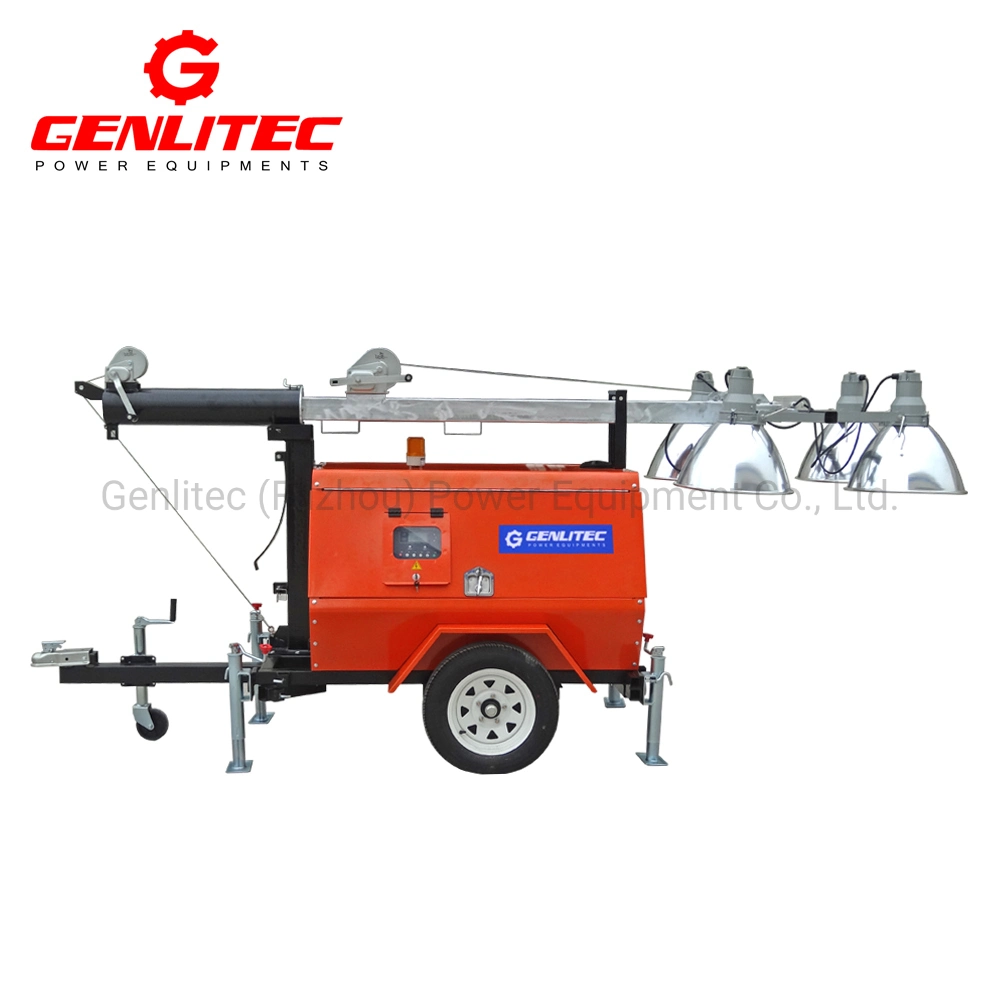 Trailer Mounted Outdoor Light Tower with 8kw Diesel Generator