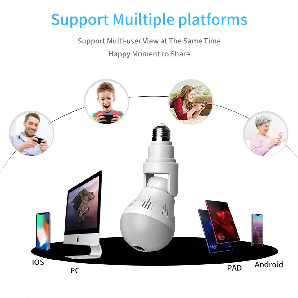 Hot Qearim V380 PRO HD 1080P 2021 New Item LED Light Bulb Wireless WiFi Smart IP Camera 360 Degree