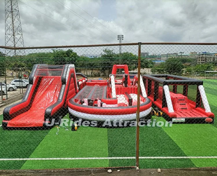 Outdoor inflatable trampoline park obstacles park ninja warrior running inflatable obstacle course for kids and adult Commercial Halloween events