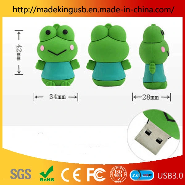 Commerce de gros Cartoon Frog Stick USB/petite grenouille caoutchouc mou USB Pen Drive