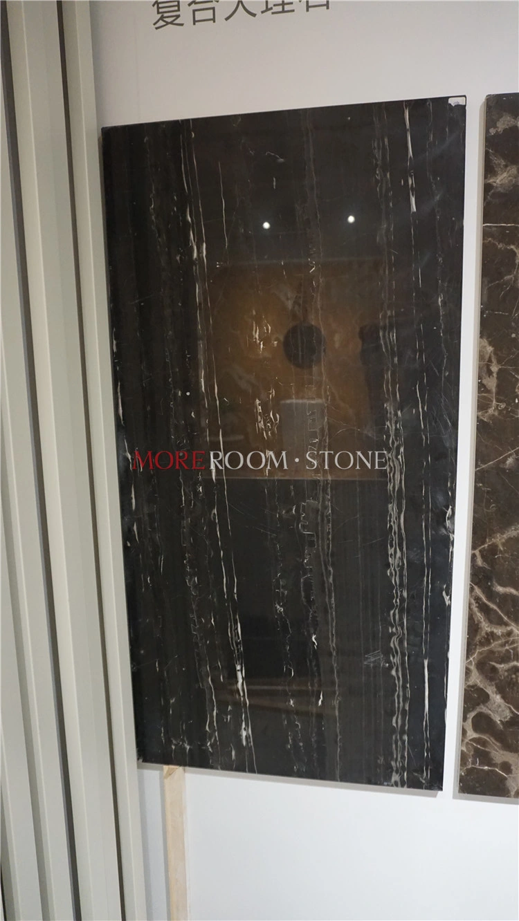 Chinese Building Material Black and Light Grey Marble Flooring Marble Tile