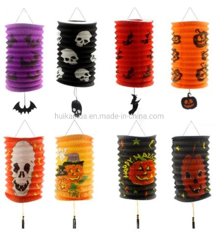 Halloween Party Decoration Children Play Hanging Cylinder Accordion Paper Lantern