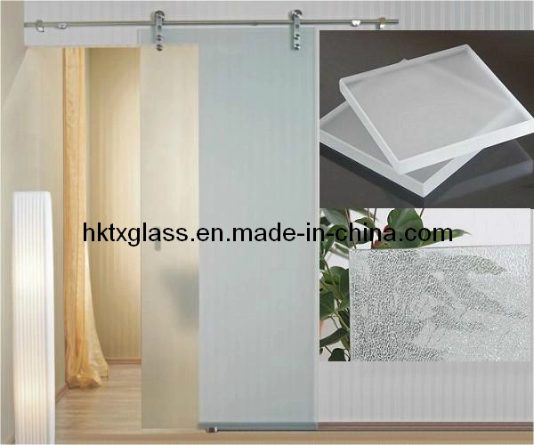 Decorative Acid Etched Tempered Glass Shower Door Panels