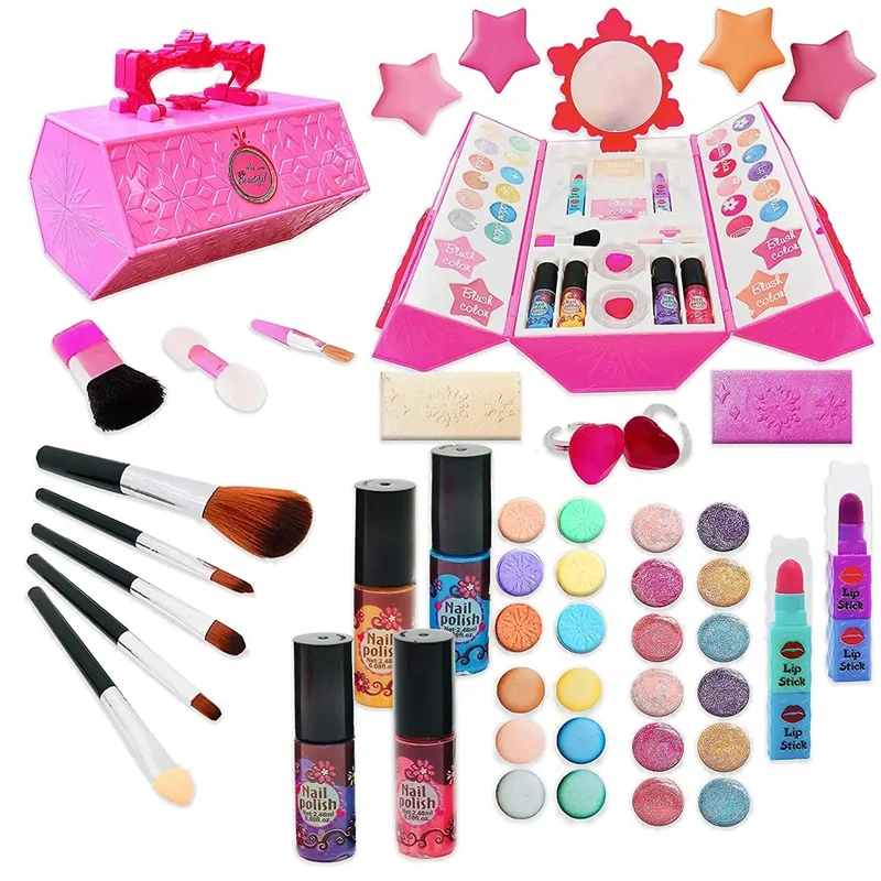 45 PCS Girls Toys Children Colorful Role Playset Pretend Kids Toys Educational Interesting Dressing Funny Cosmetics Set Makeup Bag