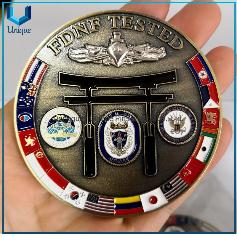 100mm em liga de zinco fundido artesanato de metal Custom 3D da Polícia Militar Coin, design livre de esmalte macio Award Loja Moeda Medalha de Honra