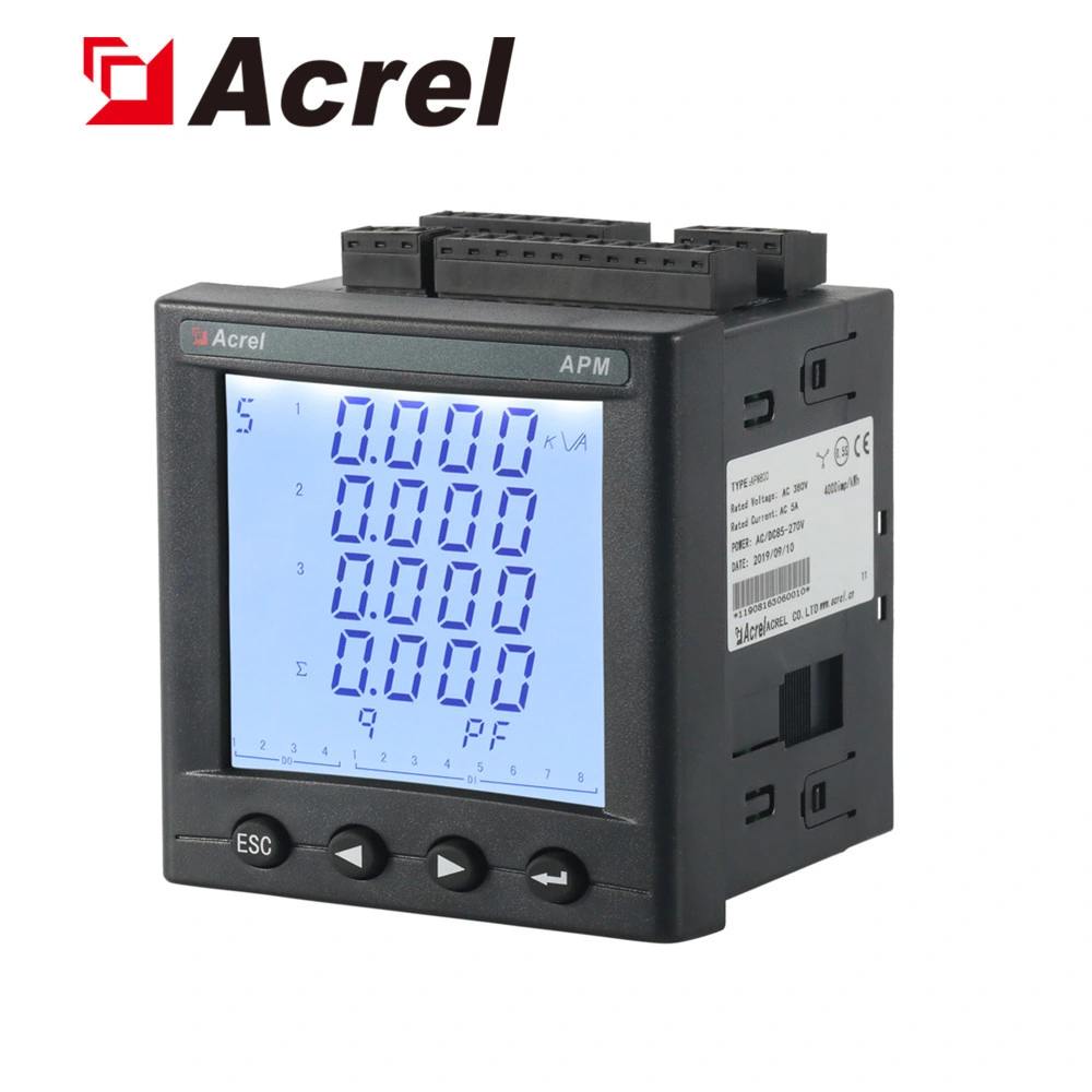 Acrel Apm800/Mlog High Accuracy 96*96 Network Multifunction Panel Power Meter with SD Card for Download The Data Stored in Excel