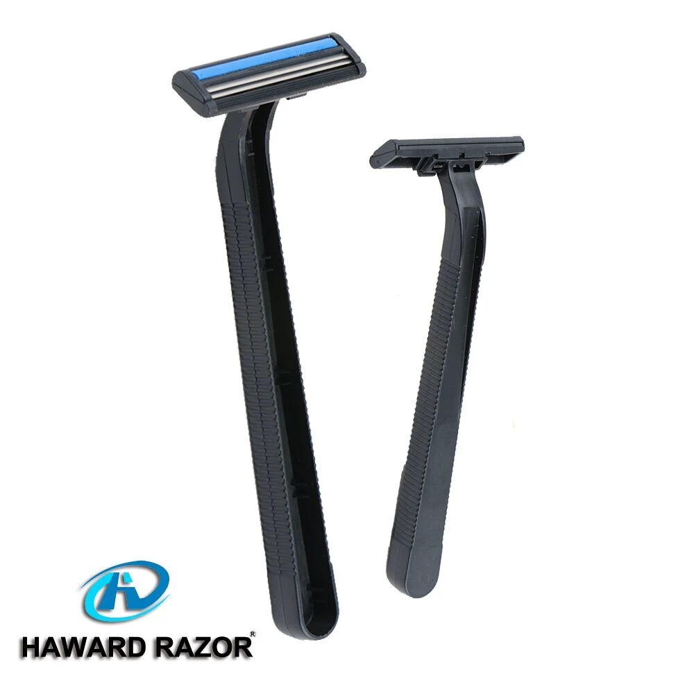 D206L Plastic Handle Two Blades Shaving Disposable Razor with Fixed Head for Men's Shaving