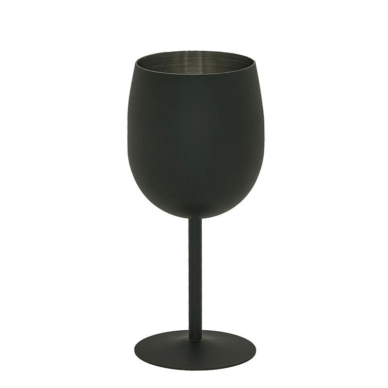 Black Stainless Steel Stemed Wine Glasses Barware