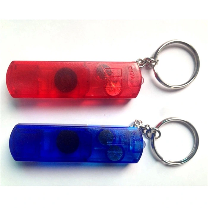 Promotion Multi Function Plastic Light up Whistle LED Keychain