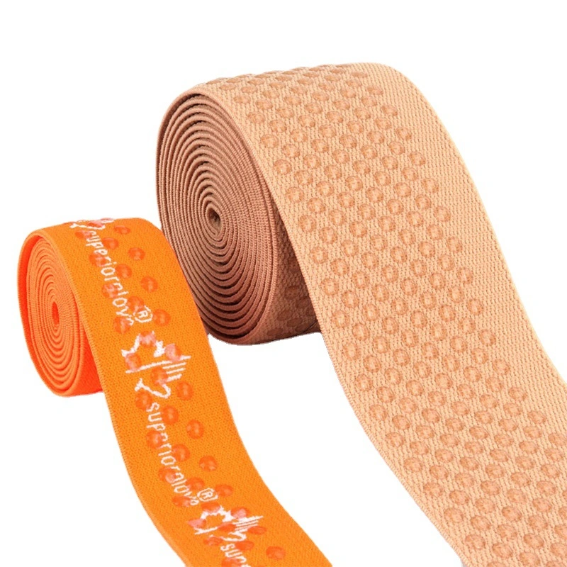 20/48mm Anti-Slip Silicone Rubber Elastic Band DOT Rubber Jacquard Elastic Ribbon