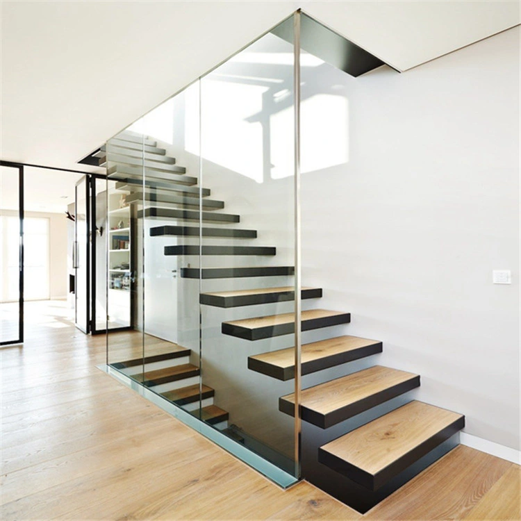 Gerade Weichstahlglas Moderne Schwimmende Treppe Prefab Stahlglas Treppen