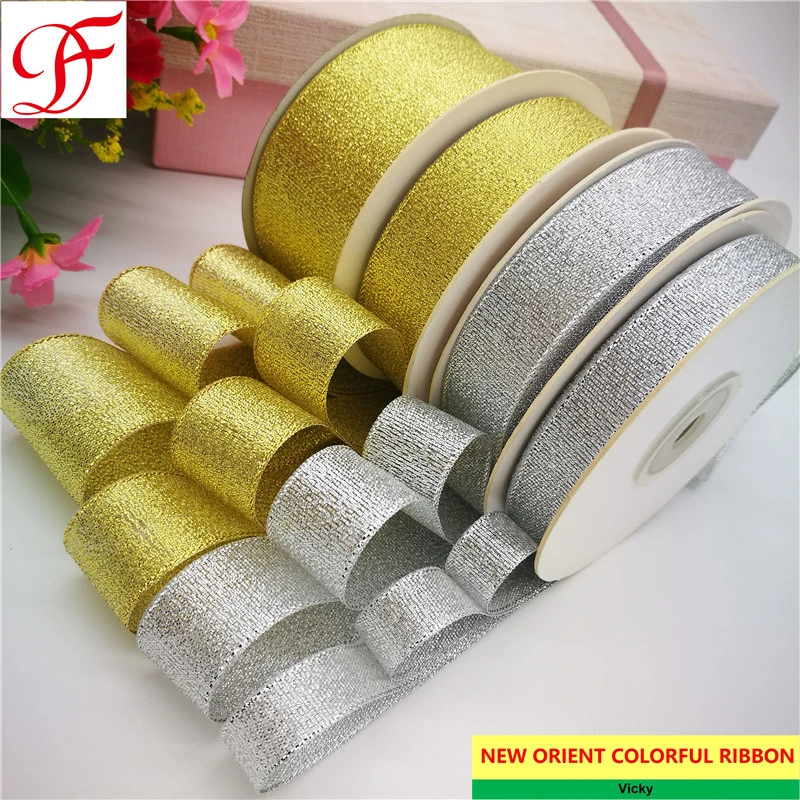 100% Nylon Metallic Colorful Christmas Ribbon Double/Singel Satin Sheer Organza Hemp Taffeta Gingham Grosgrain Ribbon for Wedding Ribbon