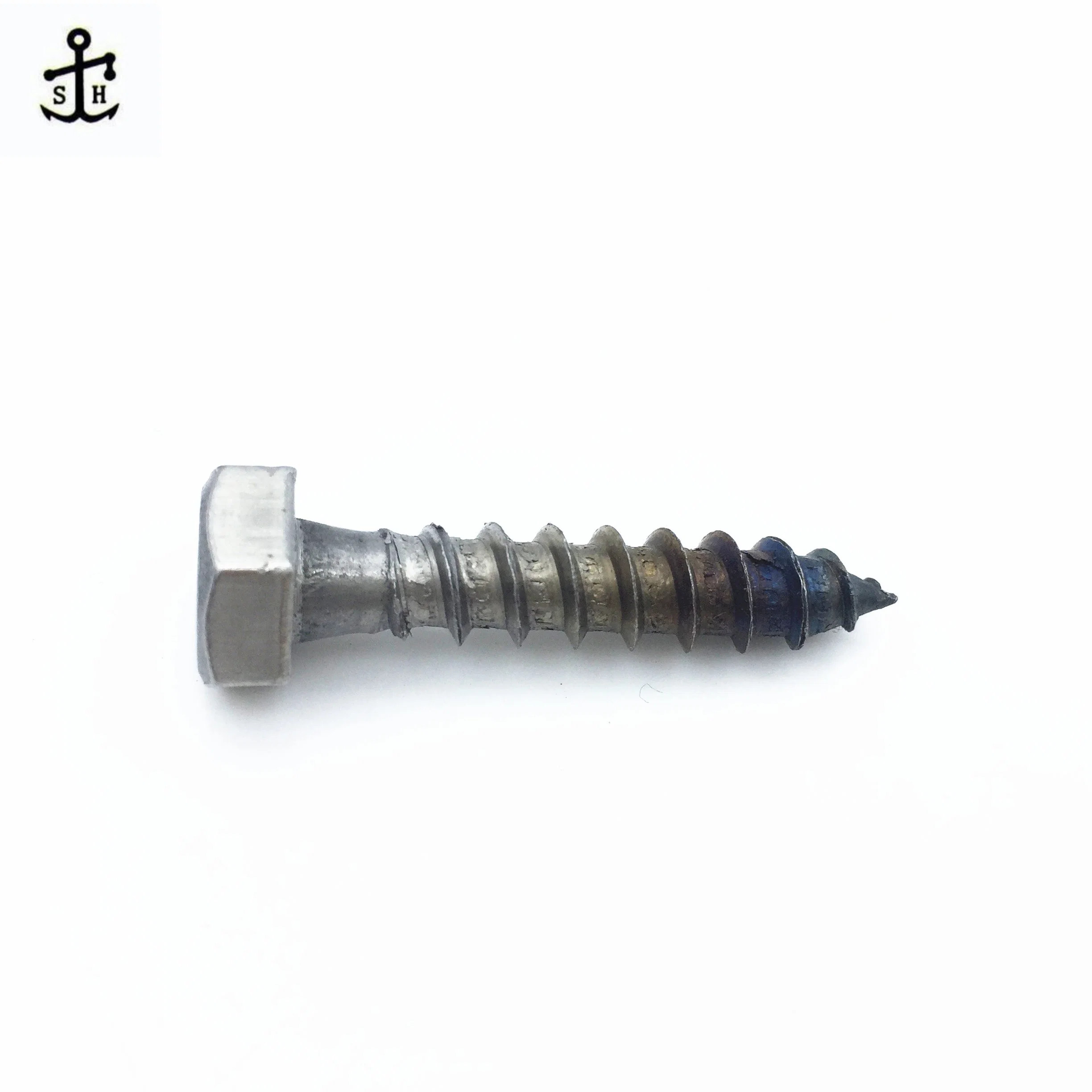 DIN571 M5 M6 M8 M10 M12 Galvanized Steel SS316 Self Tapping Hex Hexagon Head Wood Screws for Furniture Made in China