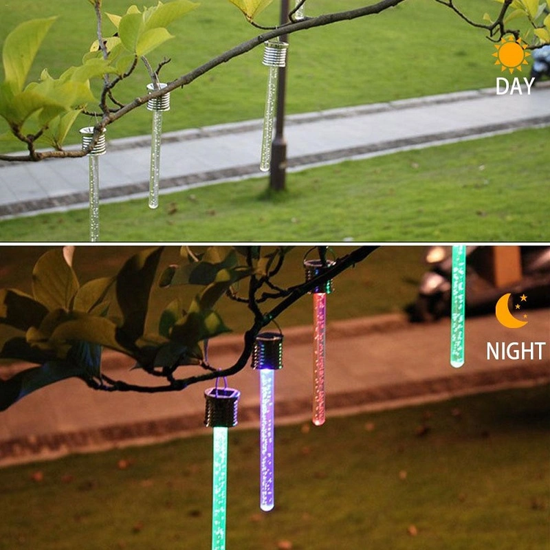 Luces Colgantes de tubo de colores Iluminación LED solar burbuja acrílica Lámpara de patio