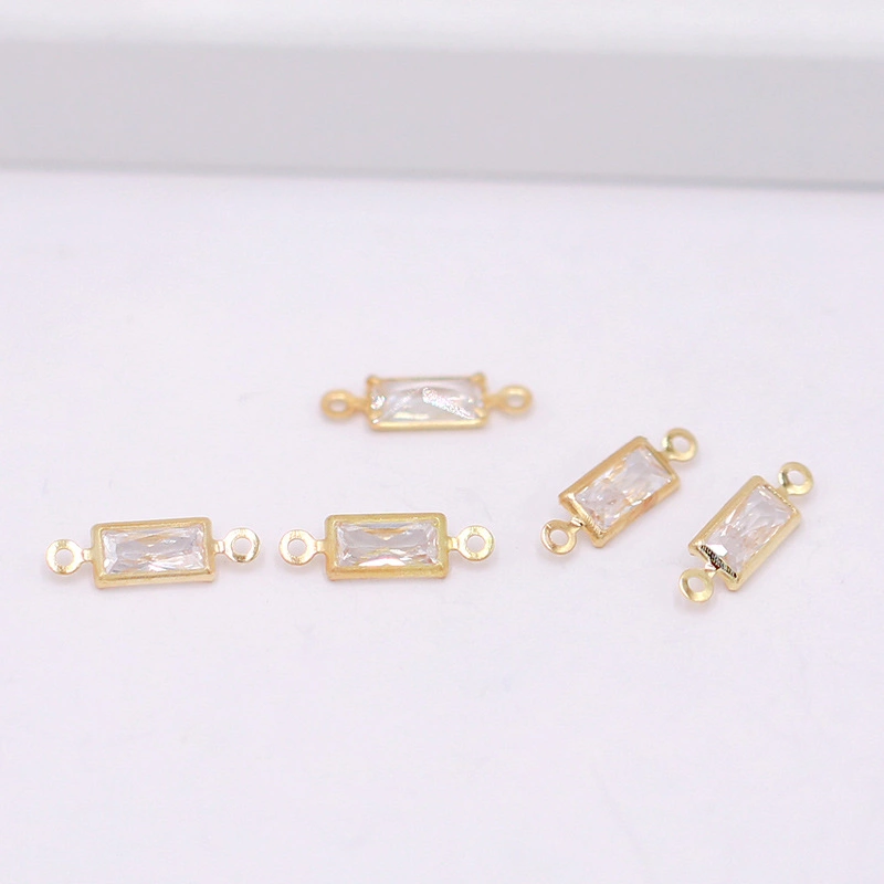 Manufacture Wholesale Hot-Selling Small Gold Color Geometry Copper Alloy Edge Zircon Accessories