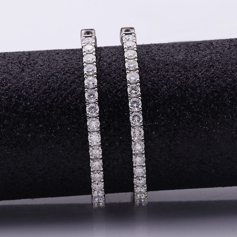 Wholesale/Supplier White Gold Hopp Earring Round Brilliant Cut 0.56CT Gra Certificated Vvs Moissanite Hoop Earrings for Women Men