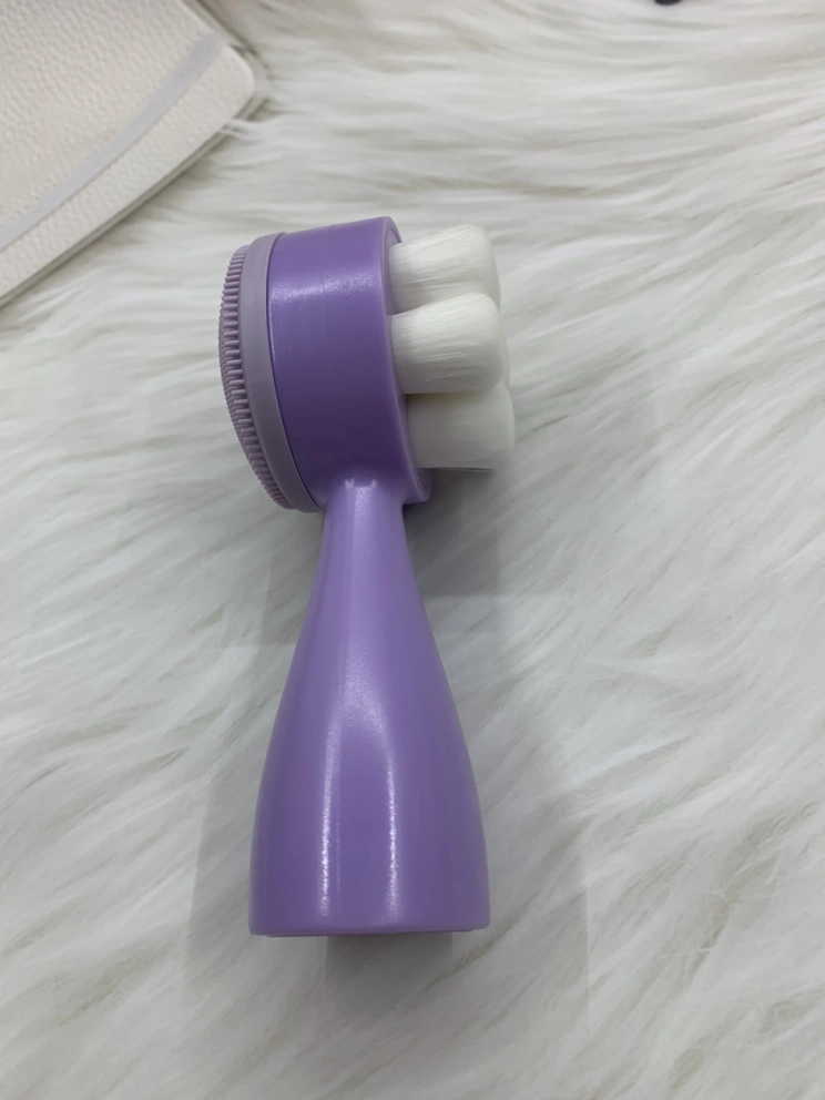 Brosse pour le visage en plastique violet avec poignée en ABS et blanc synthétique Cheveux