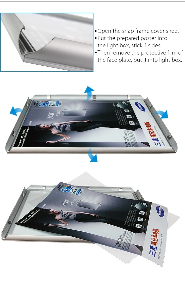 Werbung Bild Metall Rahmen LED Licht Aluminium Profil Foto Poster Rahmen